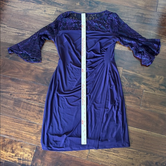 Ralph Lauren | Deep Purple Lace Long Sleeve Dress with bell sleeves - Picture 11 of 14